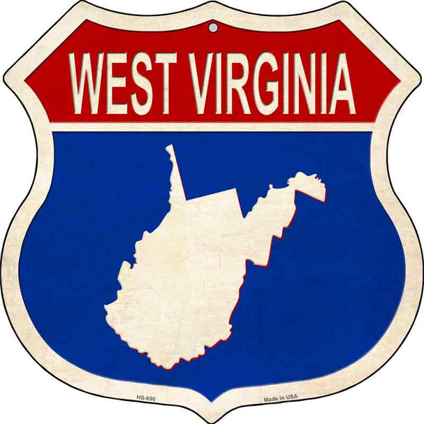 West Virginia Silhouette Novelty Metal Highway Shield Sign