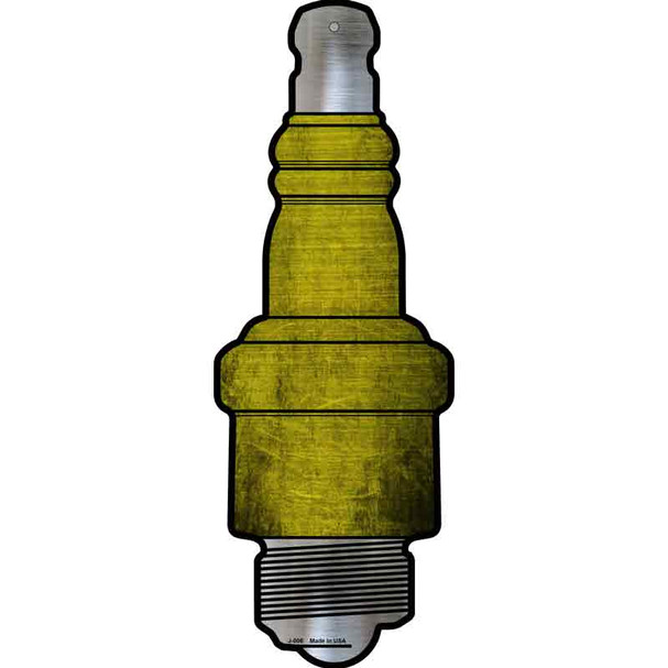 Yellow Oil Rubbed Novelty Metal Spark Plug Sign J-006