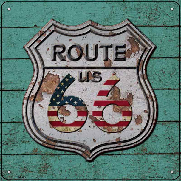 Route 66 Vintage On Wood Novelty Metal Square Sign