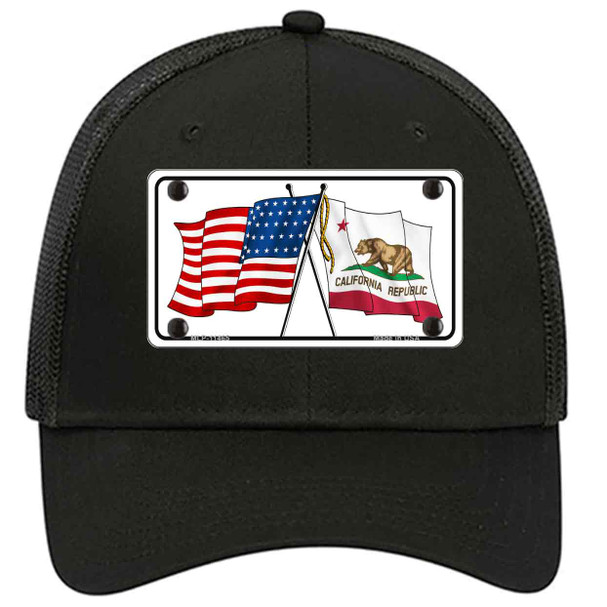 California Crossed US Flag Novelty License Plate Hat