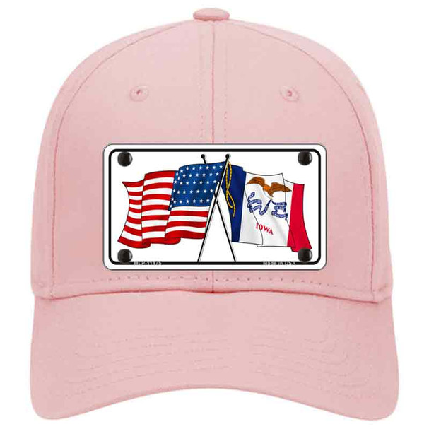 Iowa Crossed US Flag Novelty License Plate Hat