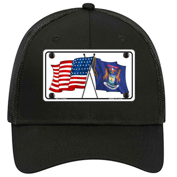 Michigan Crossed US Flag Novelty License Plate Hat