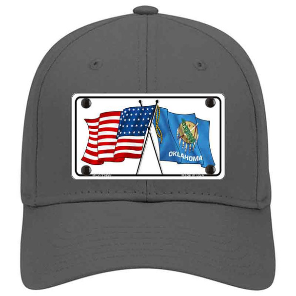 Oklahoma Crossed US Flag Novelty License Plate Hat