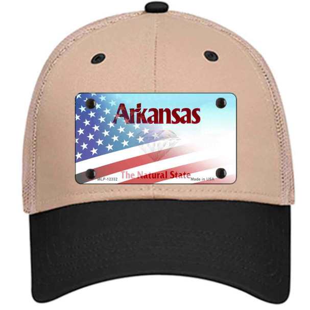 Arkansas with American Flag Novelty License Plate Hat