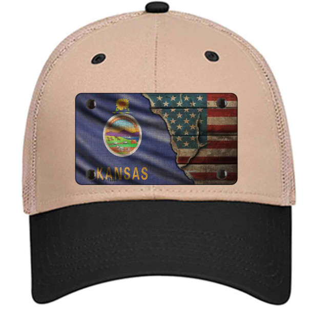 Kansas/American Flag Novelty License Plate Hat