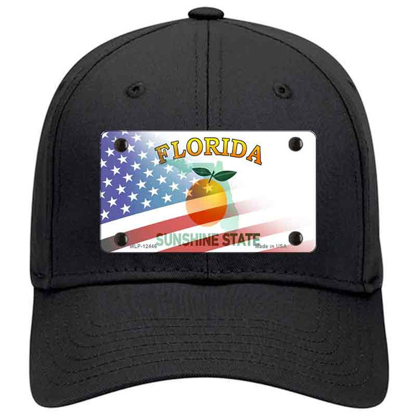 Florida Orange with American Flag Novelty License Plate Hat