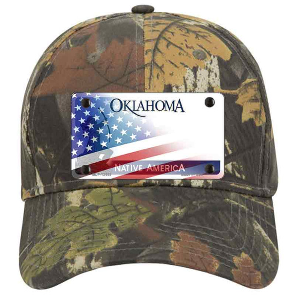 Oklahoma Bow with American Flag Novelty License Plate Hat