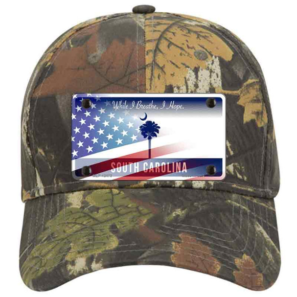 South Carolina Blue with American Flag Novelty License Plate Hat