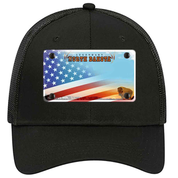 North Dakota Legendary with American Flag Novelty License Plate Hat