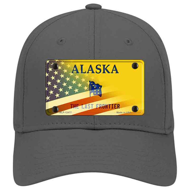 Alaska Yellow with American Flag Novelty License Plate Hat