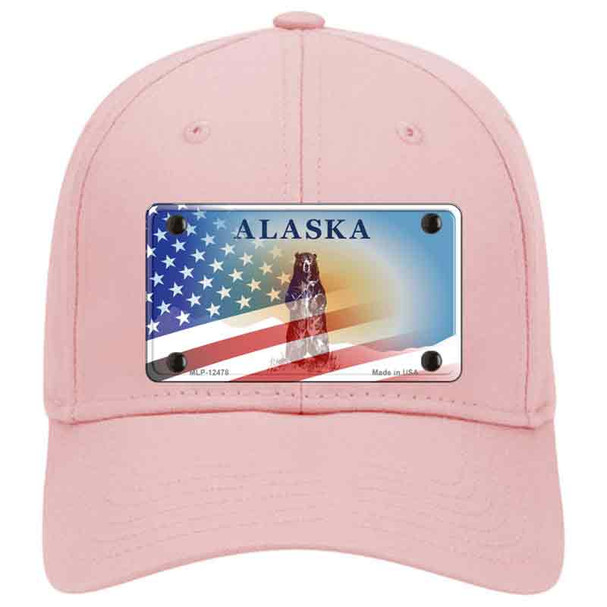Alaska Bear with American Flag Novelty License Plate Hat