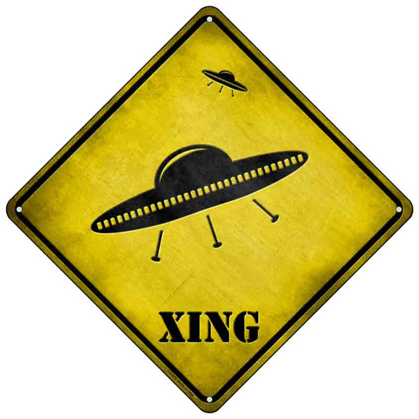UFO Spaceship Xing Novelty Metal Crossing Sign