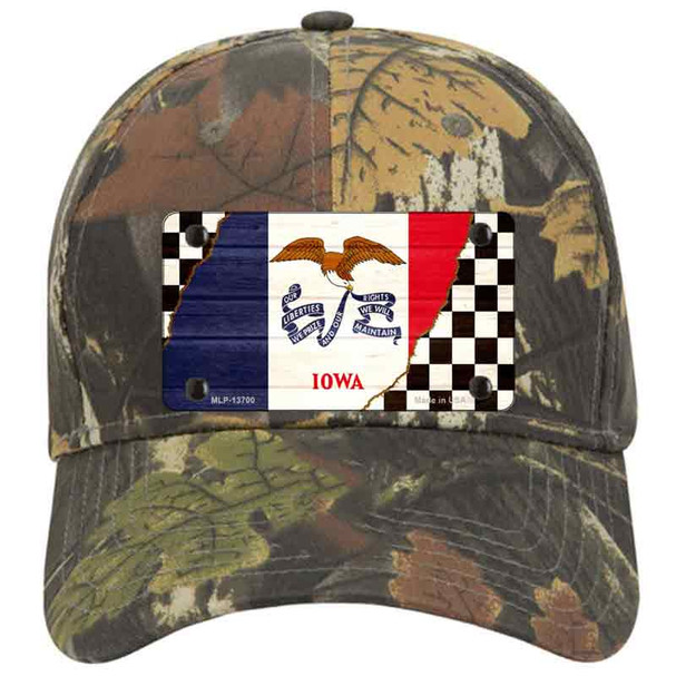 Iowa Racing Flag Novelty License Plate Hat Tag