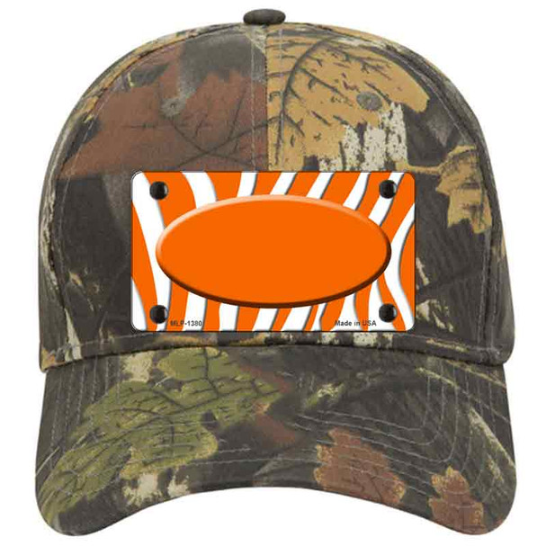 Orange White Zebra Center Oval Novelty License Plate Hat