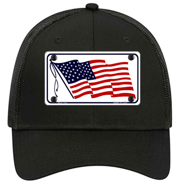 American Flag Waving White Novelty License Plate Hat