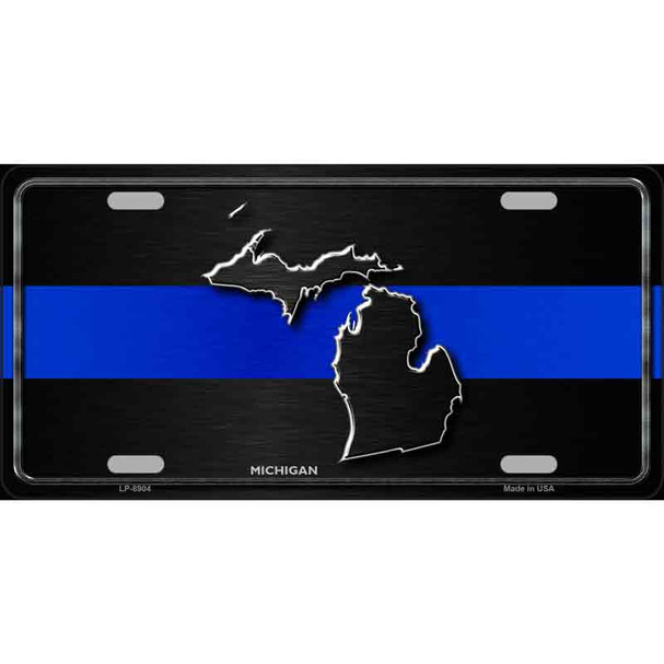Michigan Thin Blue Line Metal Novelty License Plate