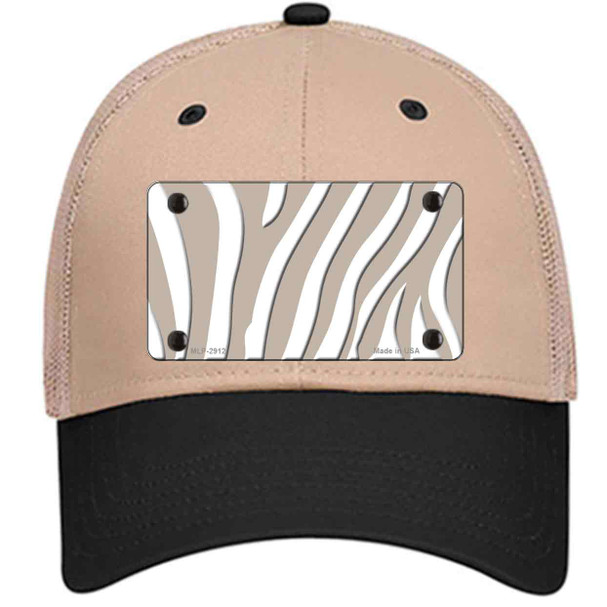 Tan White Zebra Novelty License Plate Hat