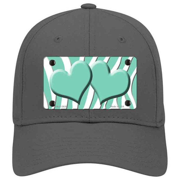 Mint White Zebra Mint Centered Hearts Novelty License Plate Hat