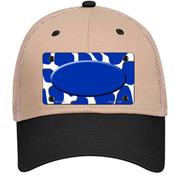 Blue White Giraffe Blue Center Oval Novelty License Plate Hat