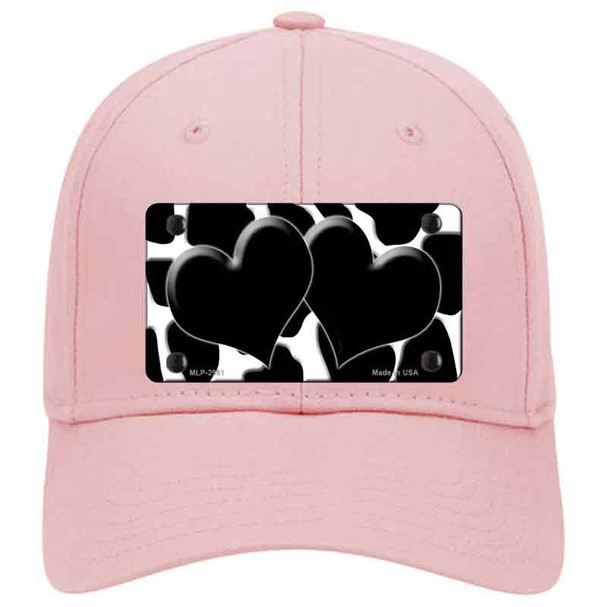 Black White Giraffe Black Centered Hearts Novelty License Plate Hat
