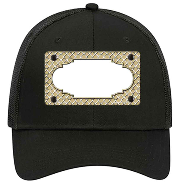Gold White Quatrefoil Center Scallop Novelty License Plate Hat