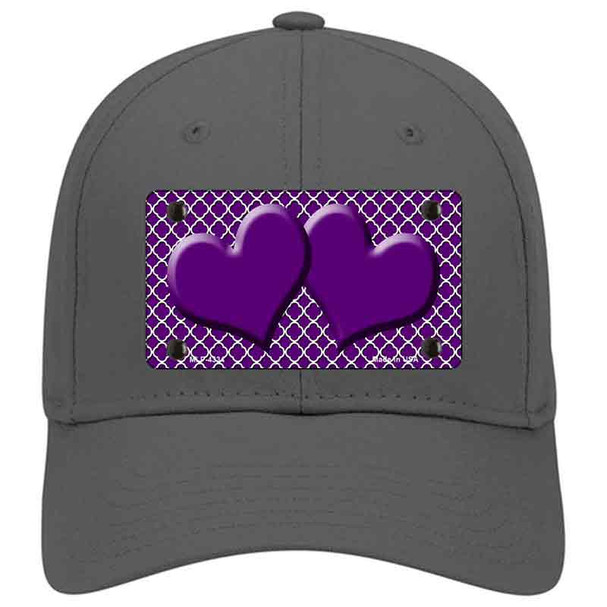 Purple White Quatrefoil Purple Center Hearts Novelty License Plate Hat