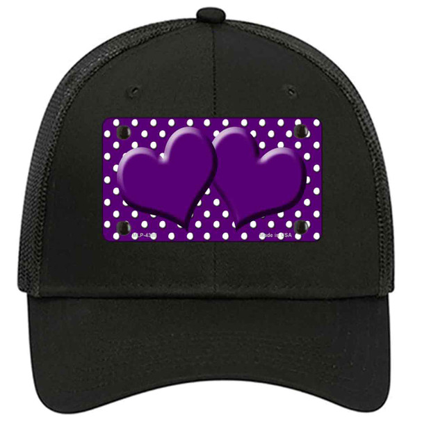 Purple White Polka Dot Center Hearts Novelty License Plate Hat