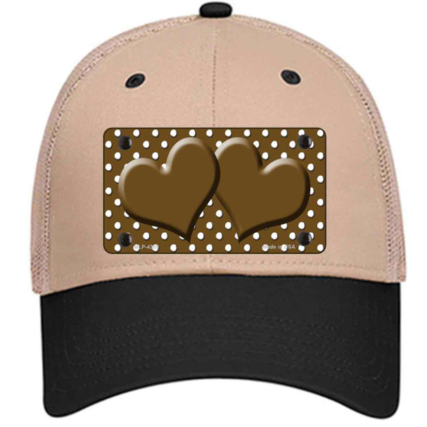 Brown White Polka Dot Center Hearts Novelty License Plate Hat
