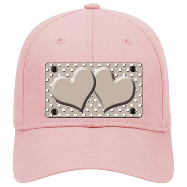 Tan White Polka Dot Center Hearts Novelty License Plate Hat