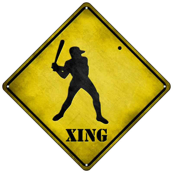 Baseball Xing Novelty Metal Crossing Sign