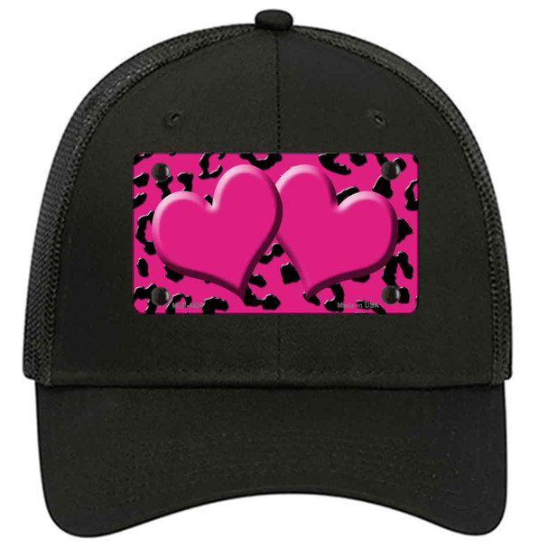 Pink Black Cheetah Pink Center Hearts Novelty License Plate Hat