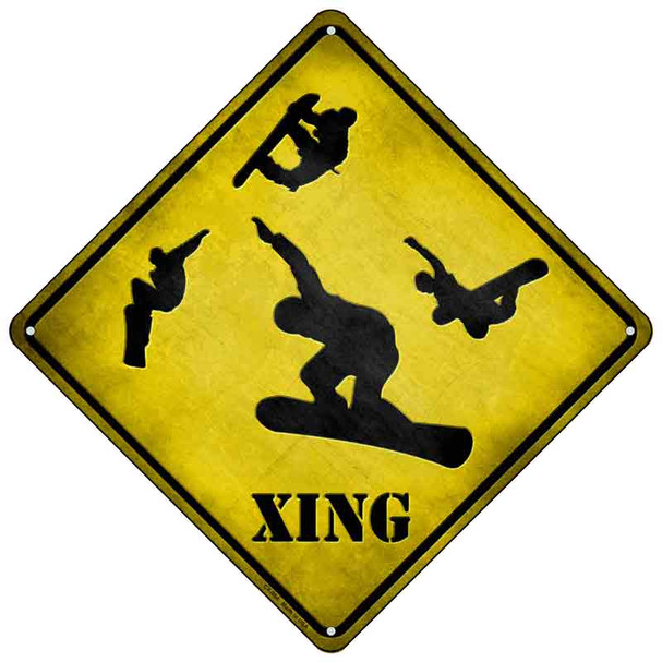 Snow Boarder Xing Novelty Metal Crossing Sign