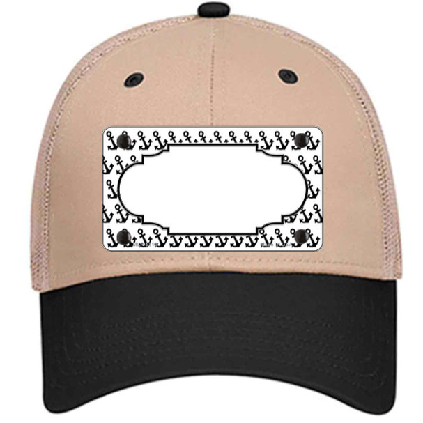 White Black Anchor Scallop Center Novelty License Plate Hat