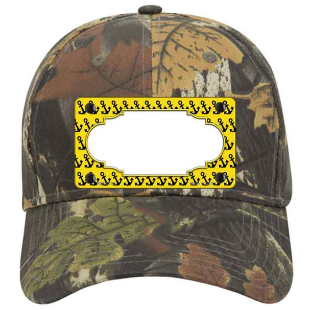 Yellow Black Anchor Scallop Center Novelty License Plate Hat