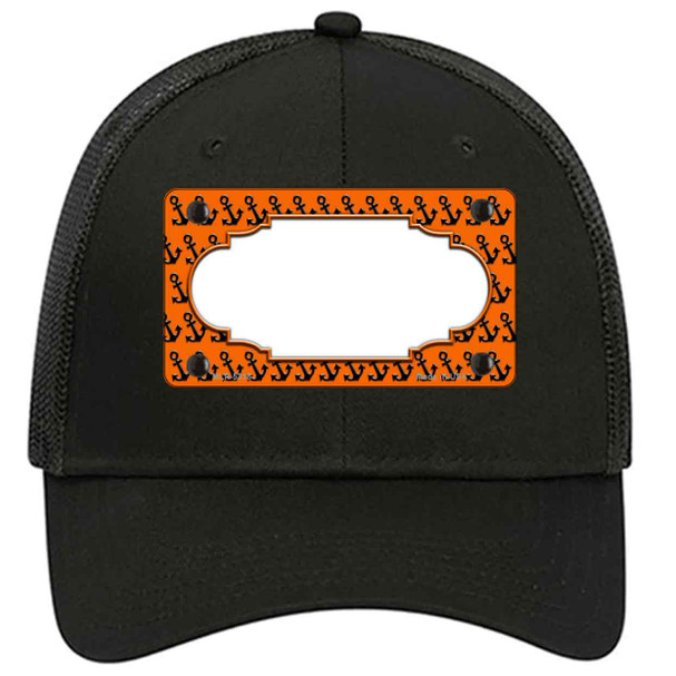 Orange Black Anchor Scallop Center Novelty License Plate Hat