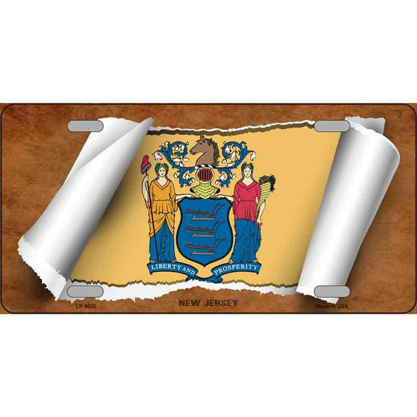 New Jersey Flag Scroll Metal Novelty License Plate