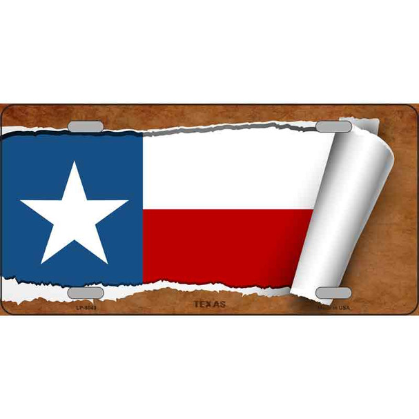 Texas Flag Scroll Metal Novelty License Plate