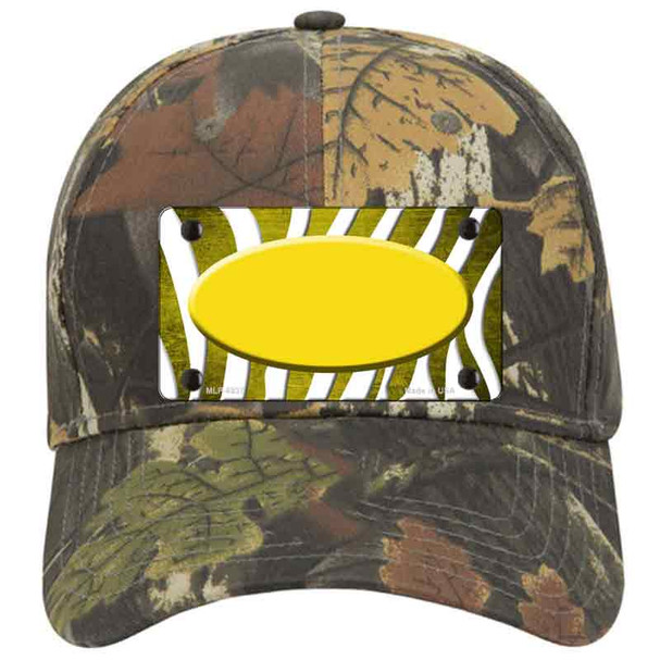 Yellow White Zebra Oval Oil Rubbed Novelty License Plate Hat