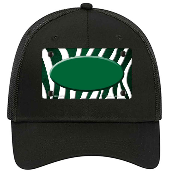 Green White Zebra Oval Oil Rubbed Novelty License Plate Hat