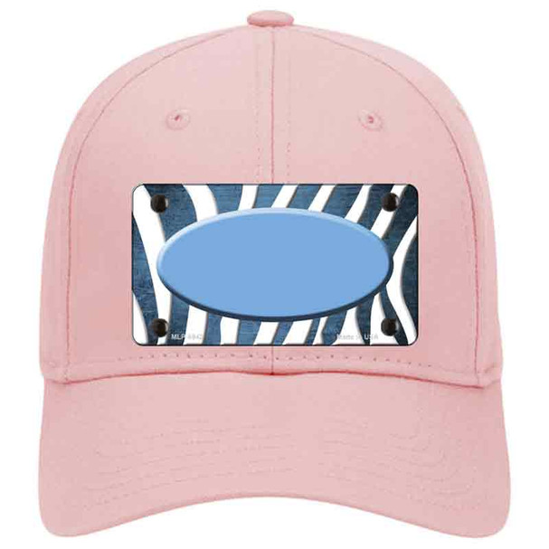 Light Blue White Zebra Oval Oil Rubbed Novelty License Plate Hat