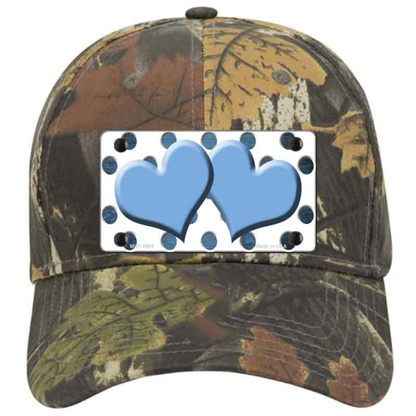 Light Blue White Dots Hearts Oil Rubbed Novelty License Plate Hat