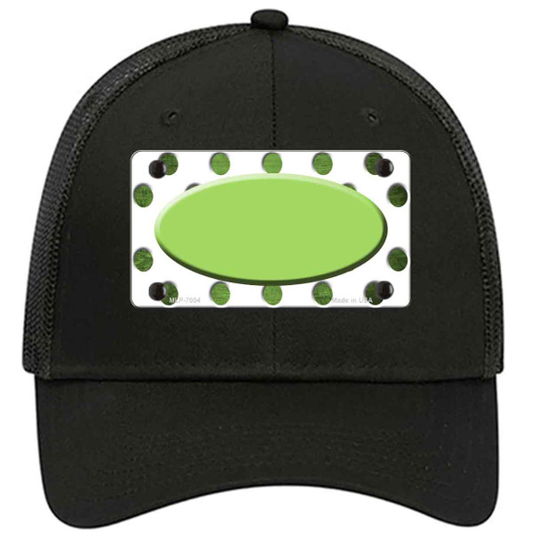 Lime Green White Dots Oval Oil Rubbed Novelty License Plate Hat