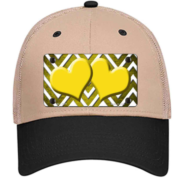 Yellow White Hearts Chevron Oil Rubbed Novelty License Plate Hat