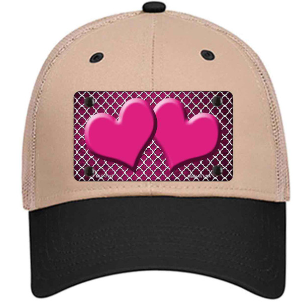 Pink White Quatrefoil Hearts Oil Rubbed Novelty License Plate Hat