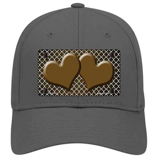 Brown White Quatrefoil Hearts Oil Rubbed Novelty License Plate Hat