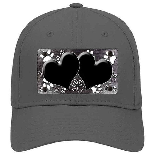 Paw Heart Black White Novelty License Plate Hat