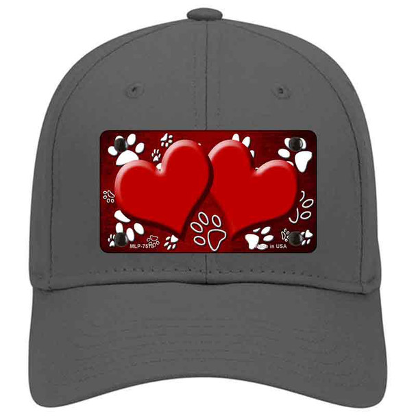 Paw Heart Red White Novelty License Plate Hat