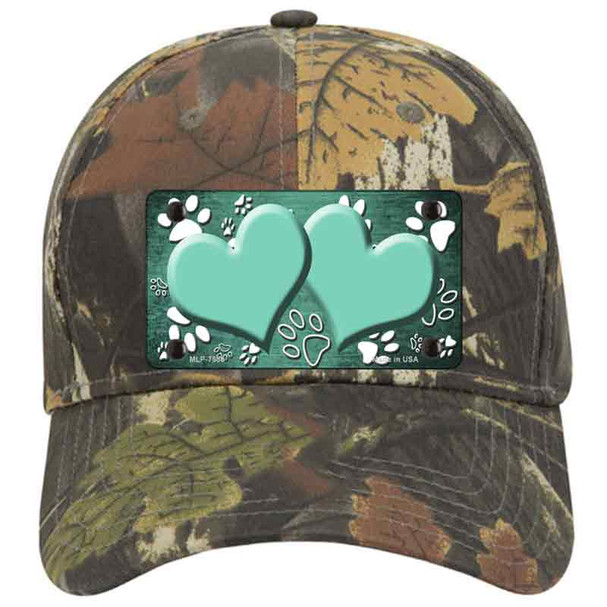 Paw Heart Mint White Novelty License Plate Hat