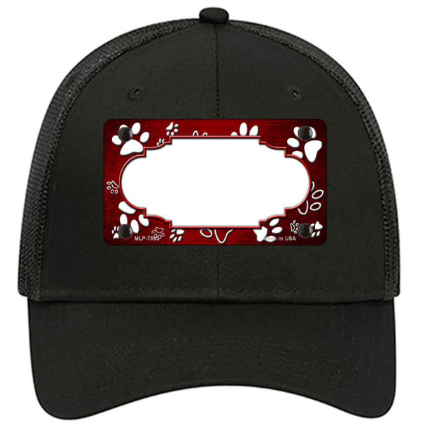 Paw Scallop Red White Novelty License Plate Hat