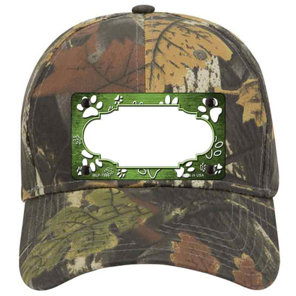 Paw Scallop Lime Green White Novelty License Plate Hat